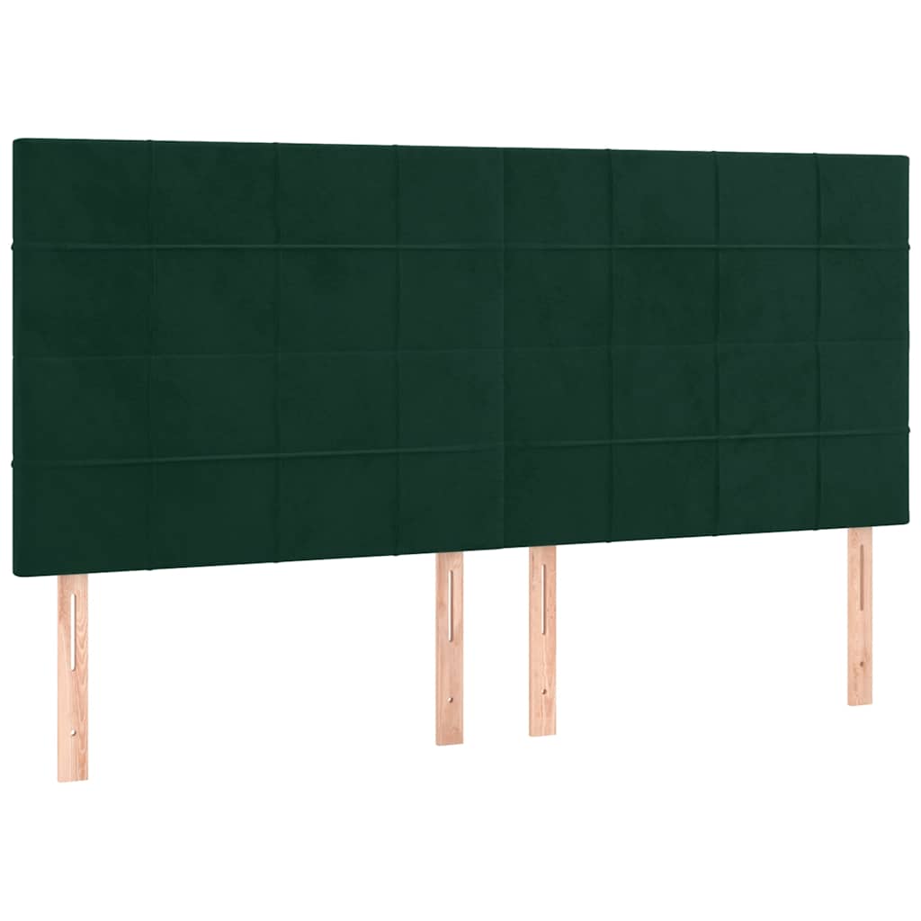 kontinentalseng med madras 200x200 cm fløjl mørkegrøn