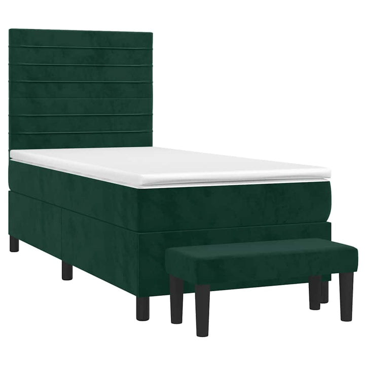 kontinentalseng med madras 90x190 cm fløjl mørkegrøn