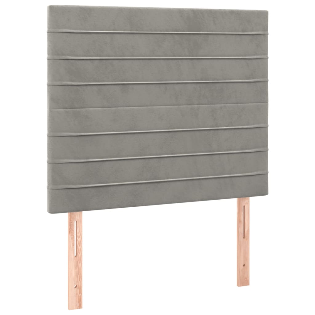 kontinentalseng med madras 90x200cm fløjl lysegrå