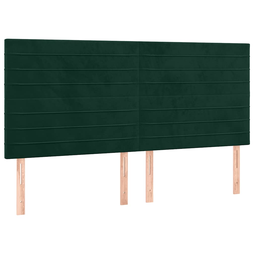 kontinentalseng med madras 200x200 cm fløjl mørkegrøn