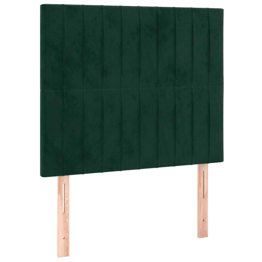 kontinentalseng med madras 90x190 cm fløjl mørkegrøn