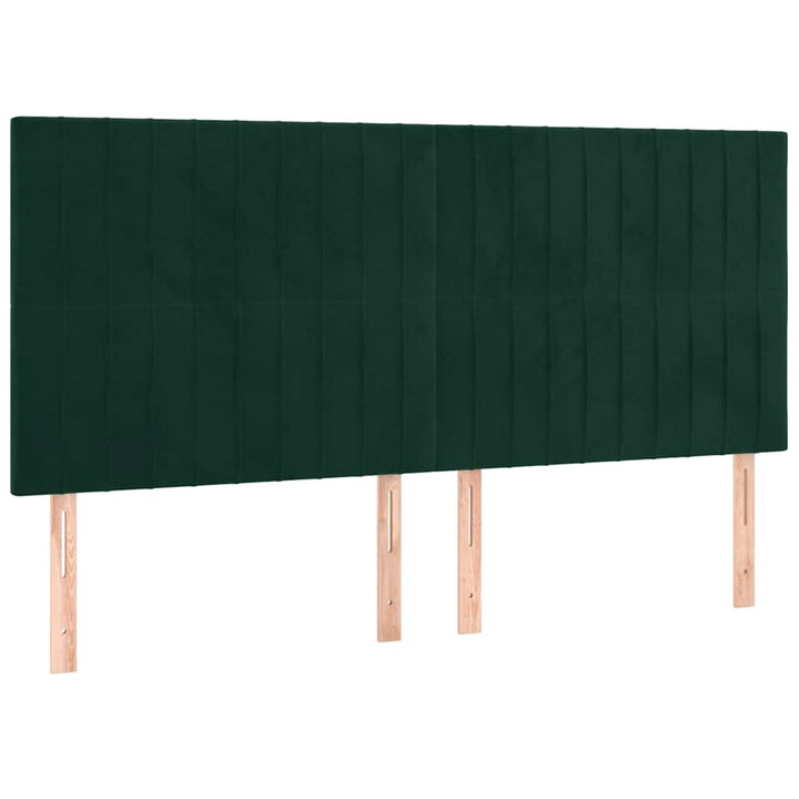 kontinentalseng med madras 200x200 cm fløjl mørkegrøn
