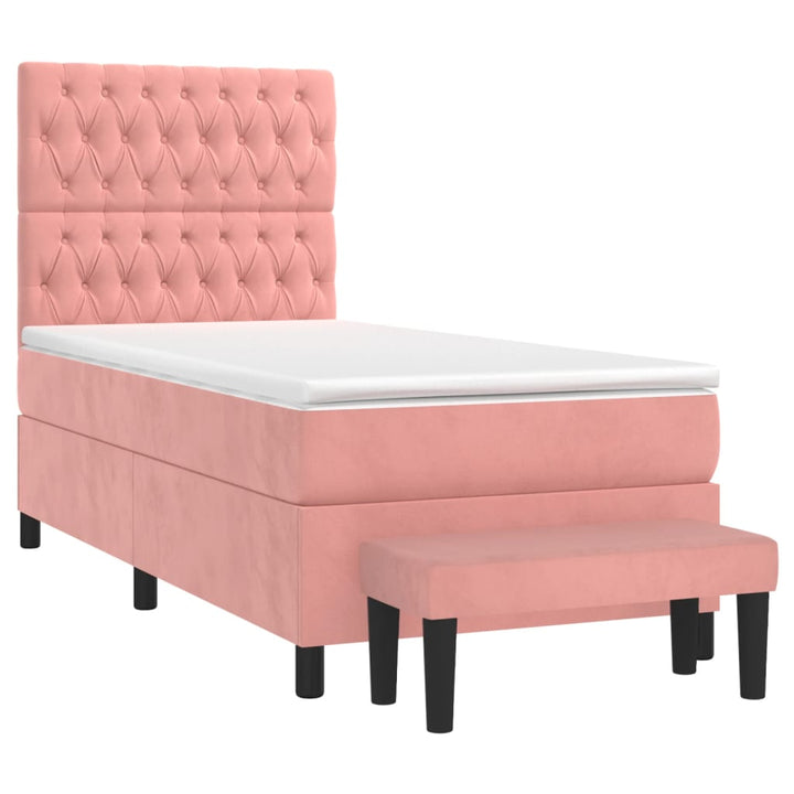 kontinentalseng med madras 90x190 cm fløjl pink