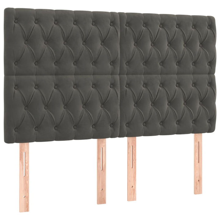 kontinentalseng med madras 160x200 cm fløjl mørkegrå