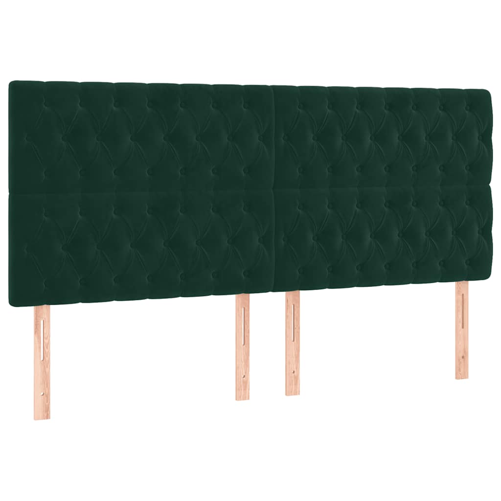 kontinentalseng med madras 200x200 cm fløjl mørkegrøn