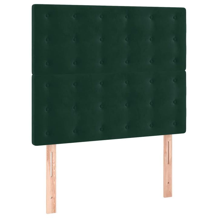 kontinentalseng med madras 80x200 cm fløjl mørkegrøn