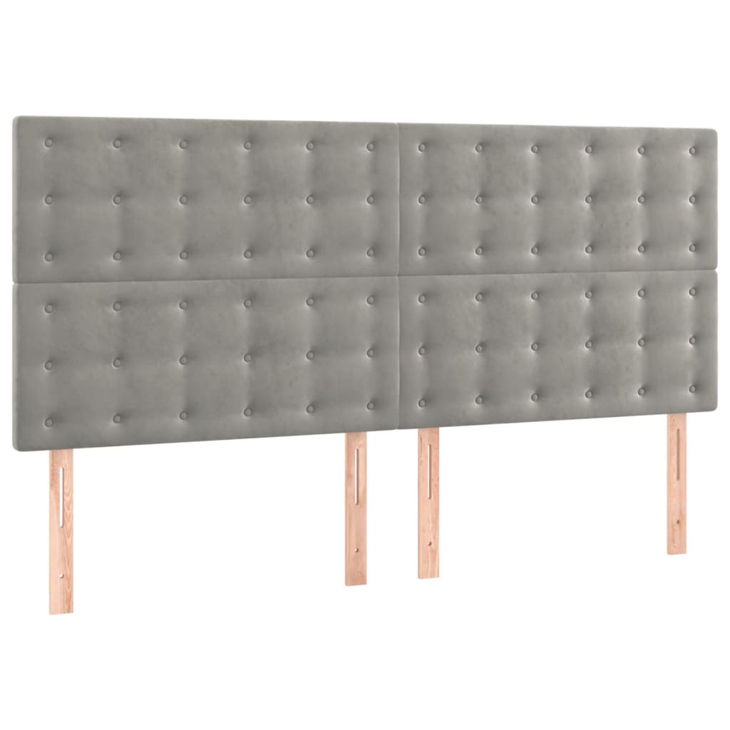 kontinentalseng med madras 200x200 cm fløjl lysegrå