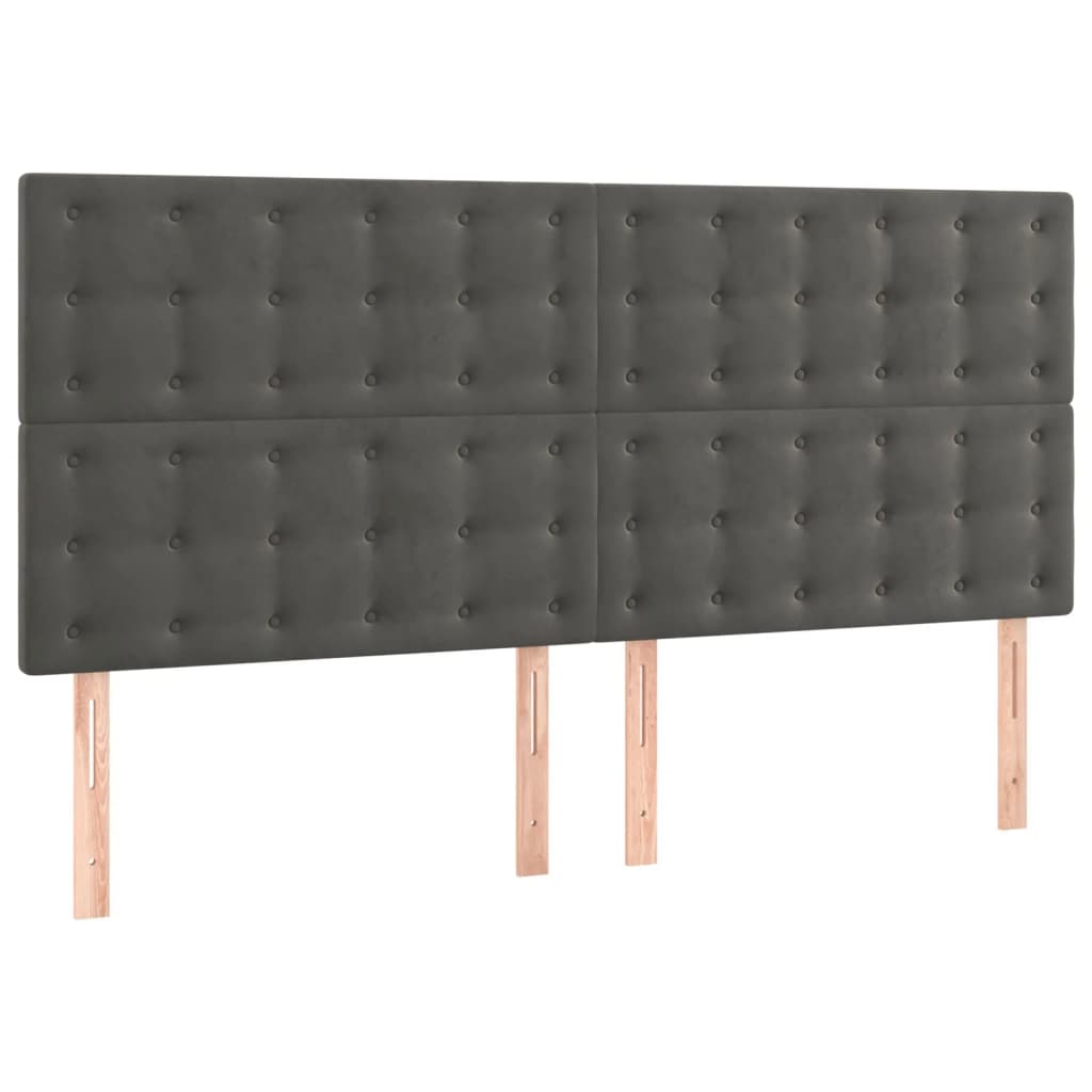 kontinentalseng med madras 200x200 cm fløjl mørkegrå