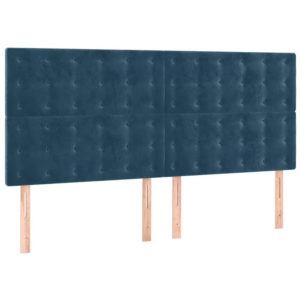 kontinentalseng med madras 200x200 cm fløjl mørkeblå