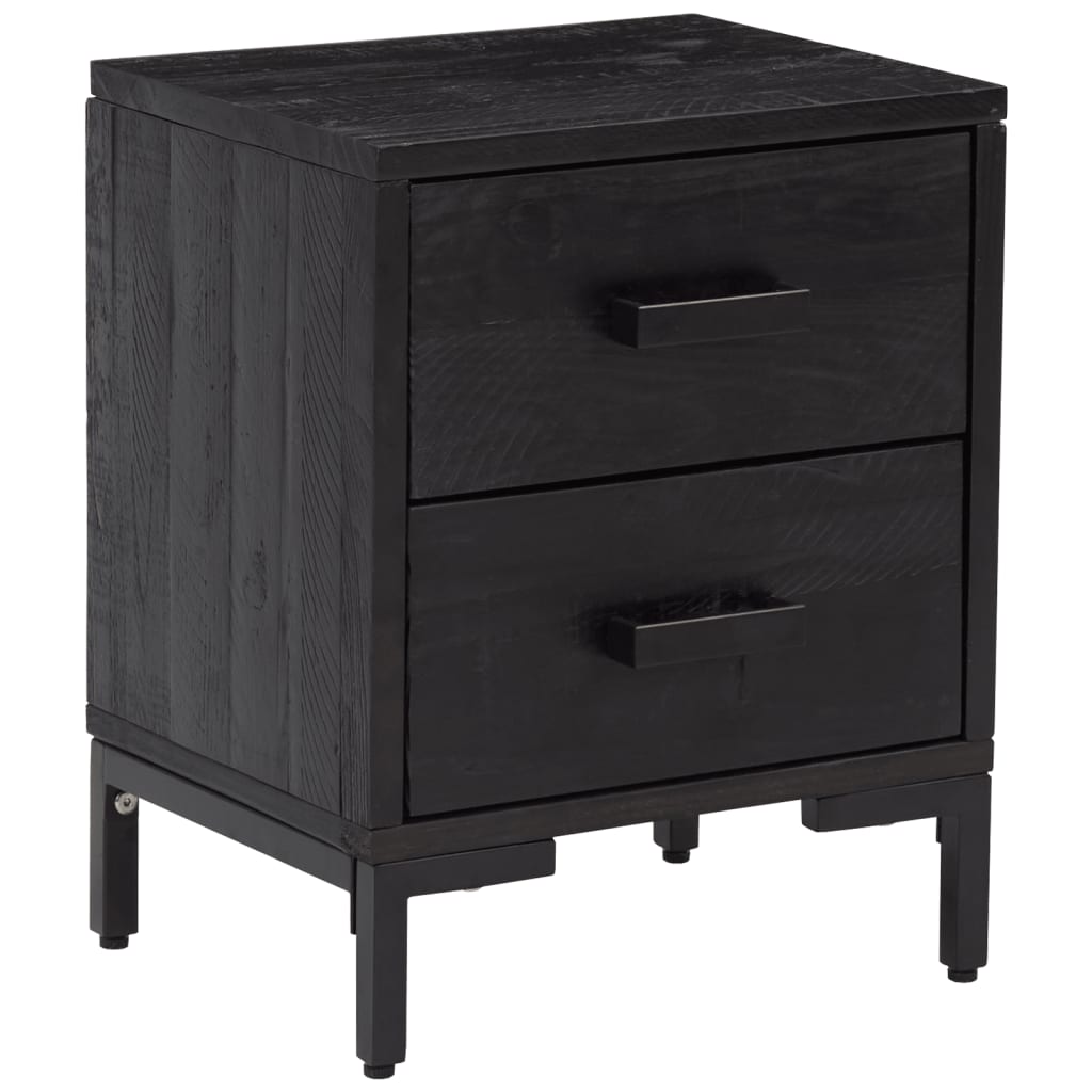 sengeborde 2 stk. 36x30x45 cm massivt fyrretræ sort