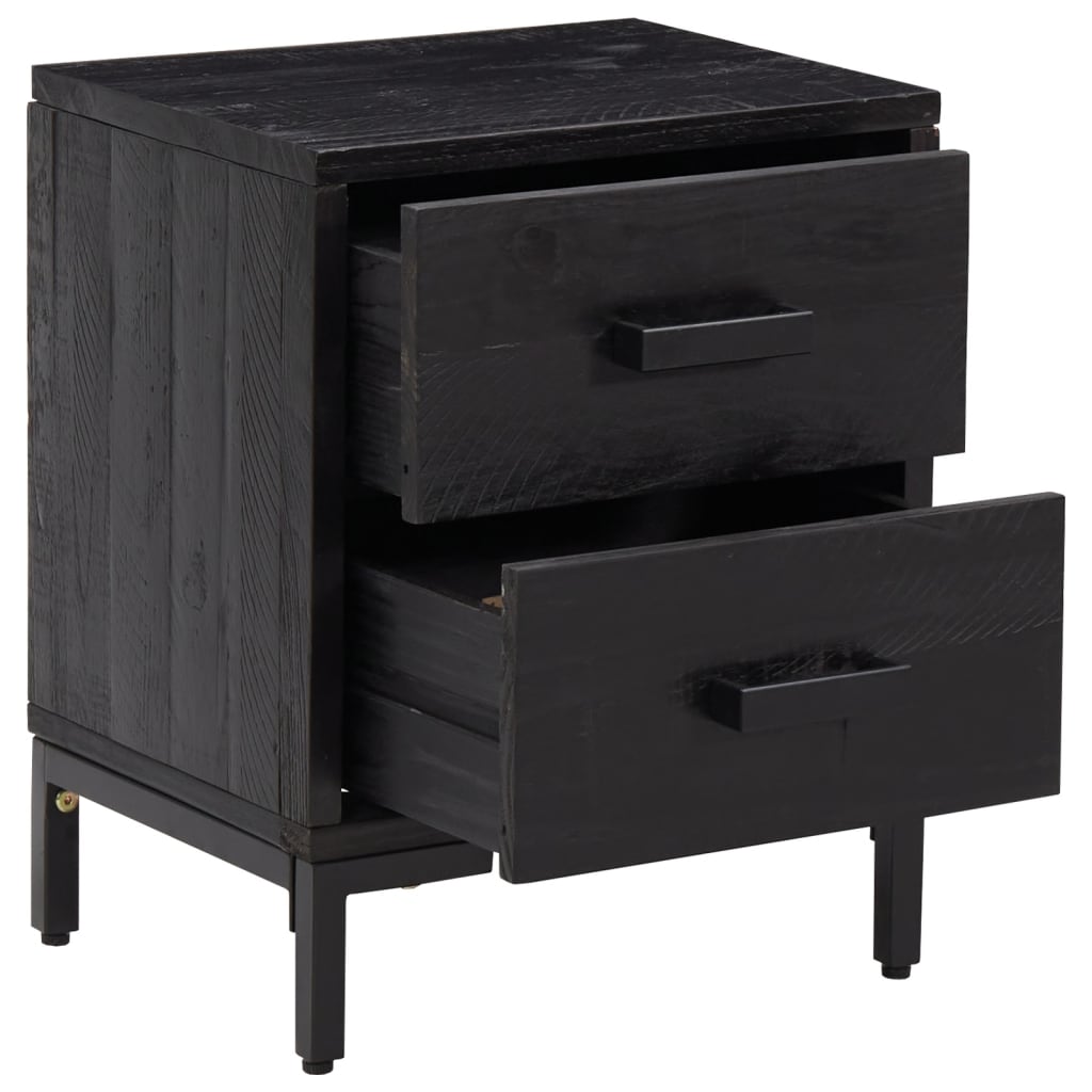 sengeborde 2 stk. 36x30x45 cm massivt fyrretræ sort