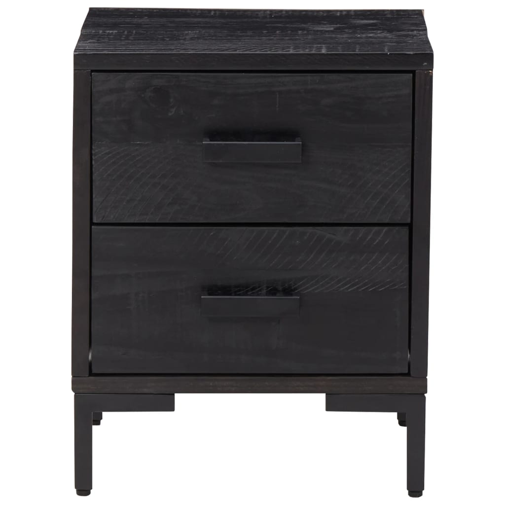 sengeborde 2 stk. 36x30x45 cm massivt fyrretræ sort