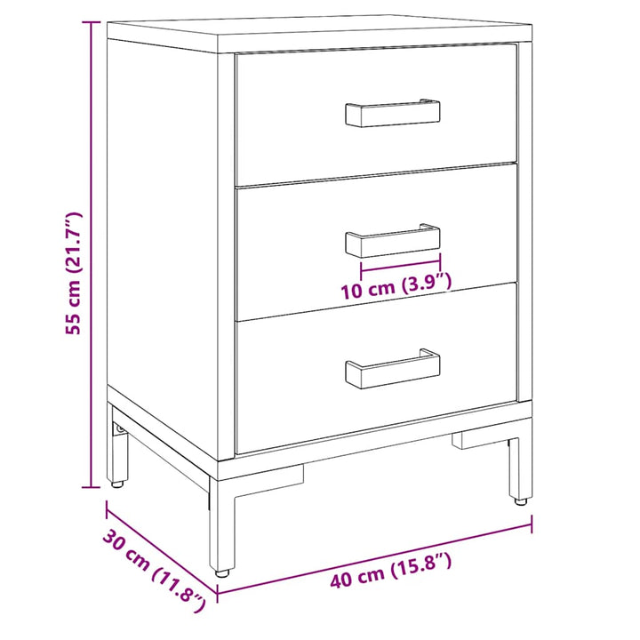 sengeborde 2 stk. 40x30x55 cm massivt fyrretræ