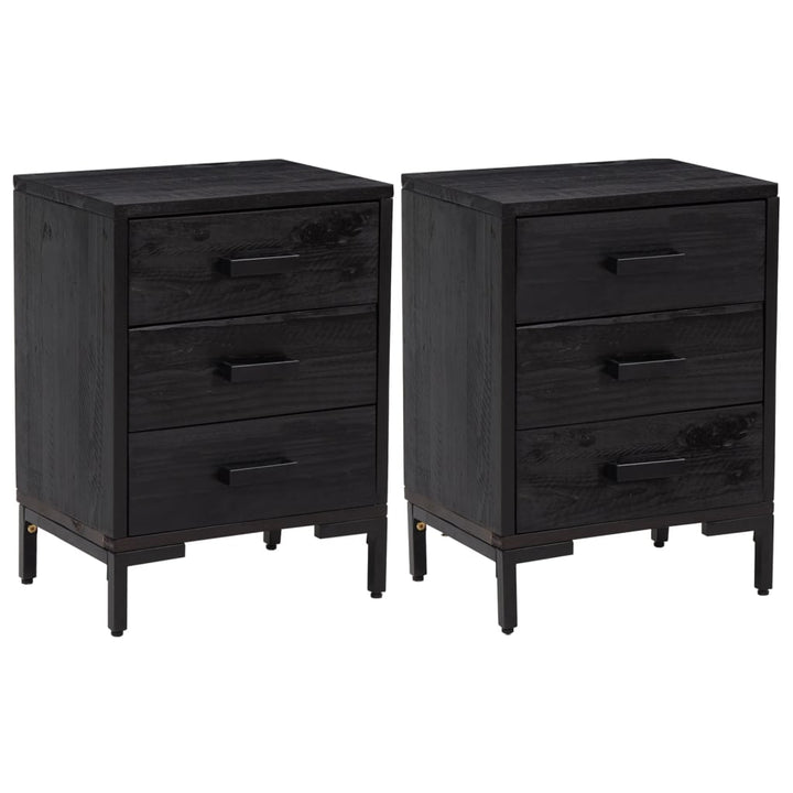 sengeborde 2 stk. 40x30x55 cm massivt fyrretræ sort