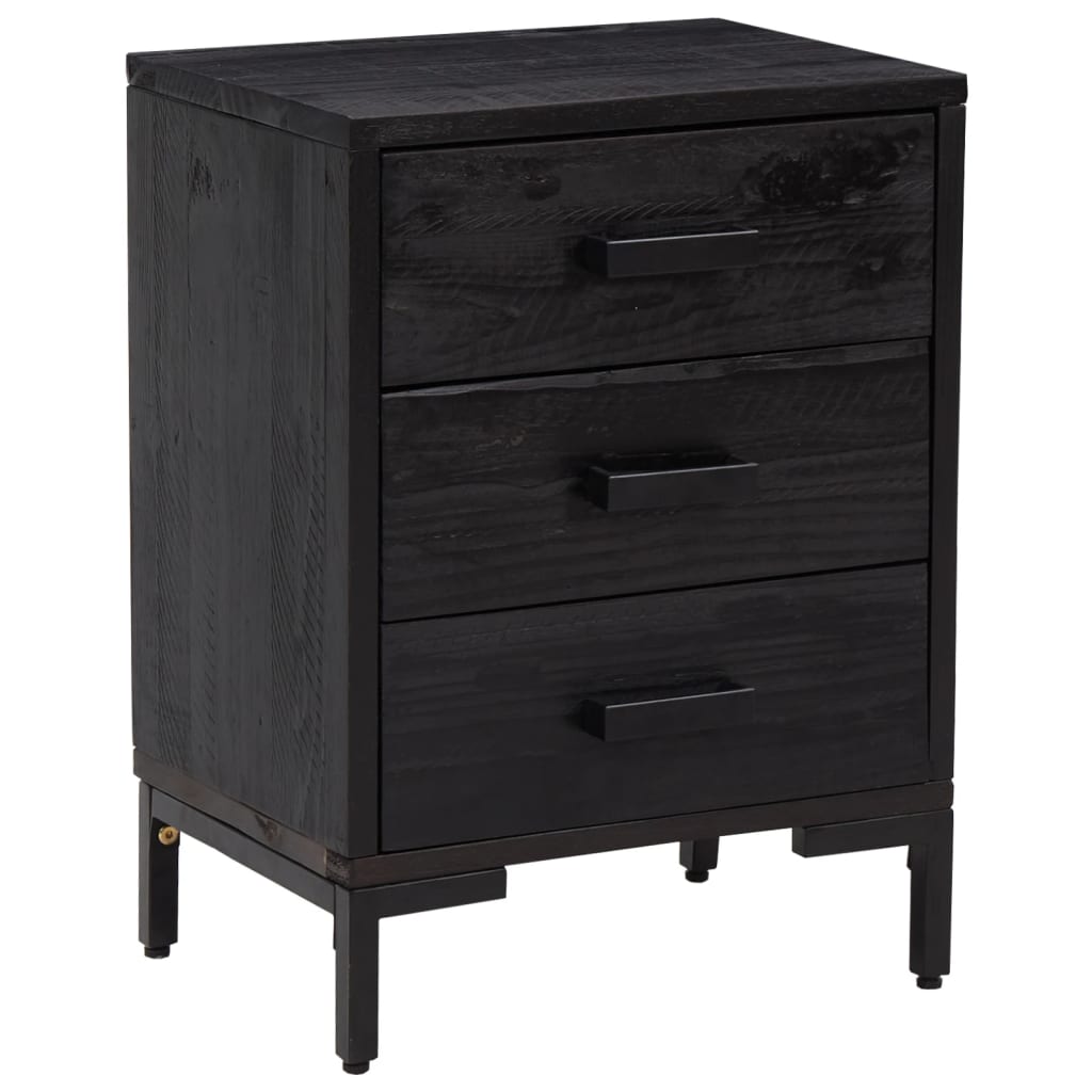 sengeborde 2 stk. 40x30x55 cm massivt fyrretræ sort