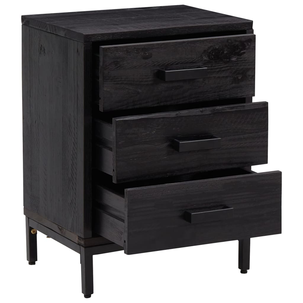 sengeborde 2 stk. 40x30x55 cm massivt fyrretræ sort