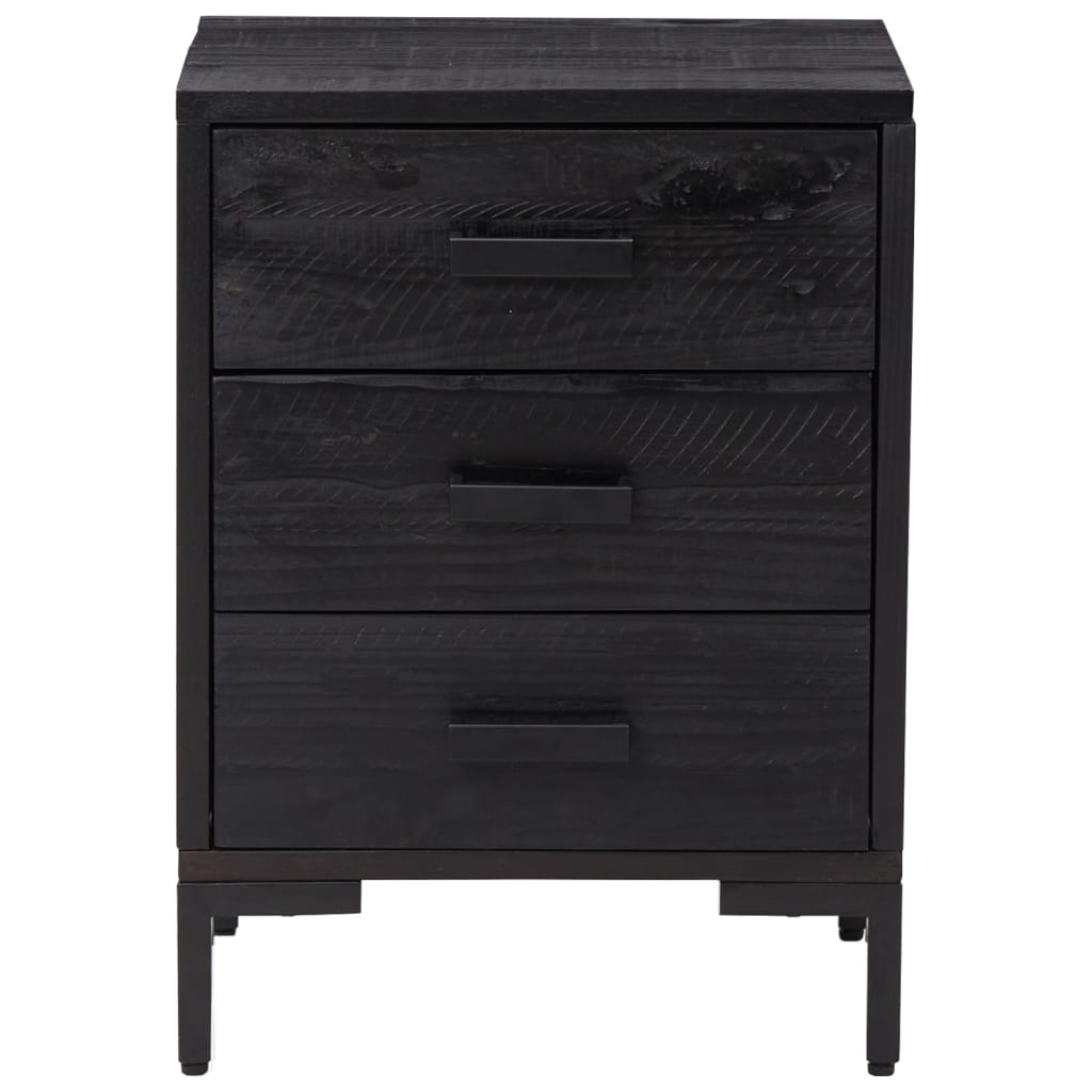 sengeborde 2 stk. 40x30x55 cm massivt fyrretræ sort
