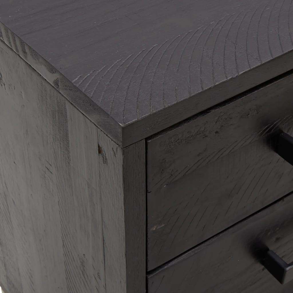 sengeborde 2 stk. 40x30x55 cm massivt fyrretræ sort