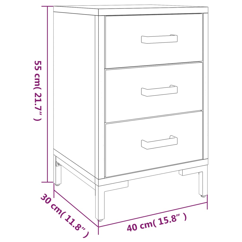 sengeborde 2 stk. 40x30x55 cm massivt fyrretræ sort