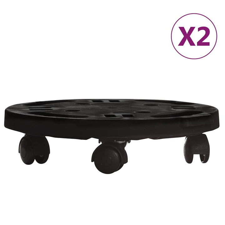 plantevogne 2 stk. med hjul 170 kg diam. 30 cm sort
