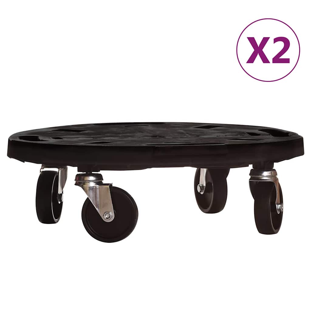 plantevogne 2 stk. med hjul 275 kg diam. 40 cm sort