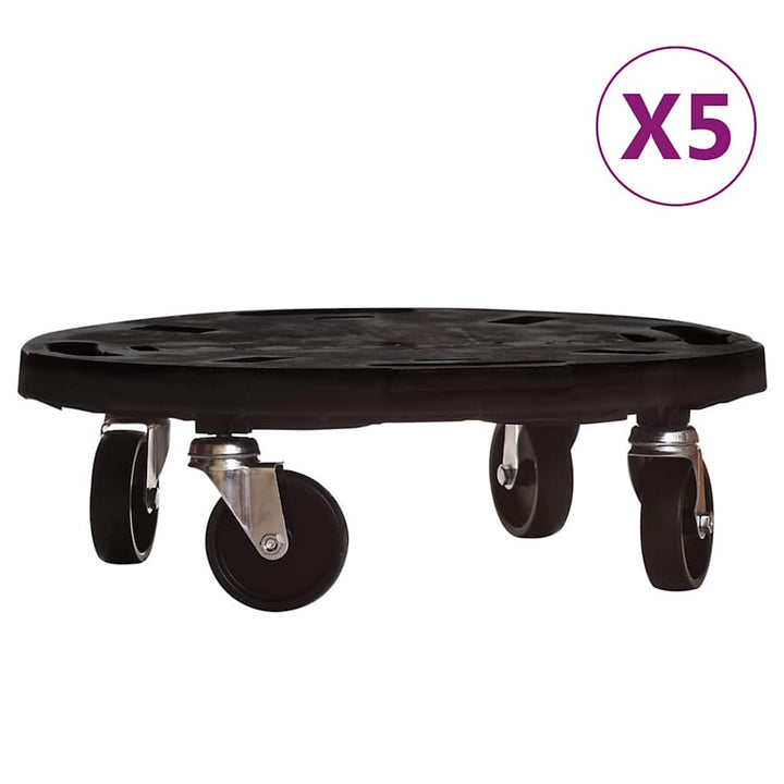 plantevogne 5 stk. med hjul 275 kg diam. 40 cm sort
