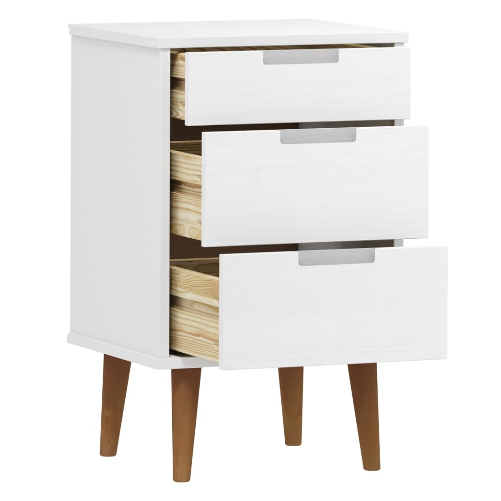 sengebord MOLDE 40x35x65 cm massivt fyrretræ hvid