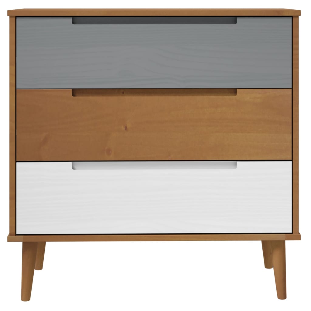 kommode MOLDE 80x40x80 cm massivt fyrretræ brun