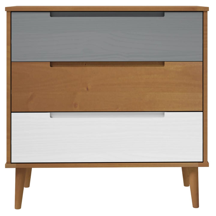 kommode MOLDE 80x40x80 cm massivt fyrretræ brun