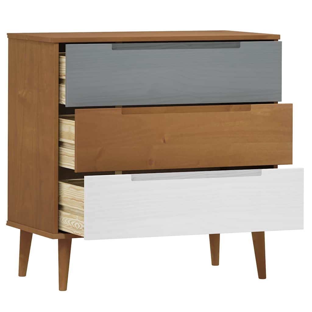 kommode MOLDE 80x40x80 cm massivt fyrretræ brun