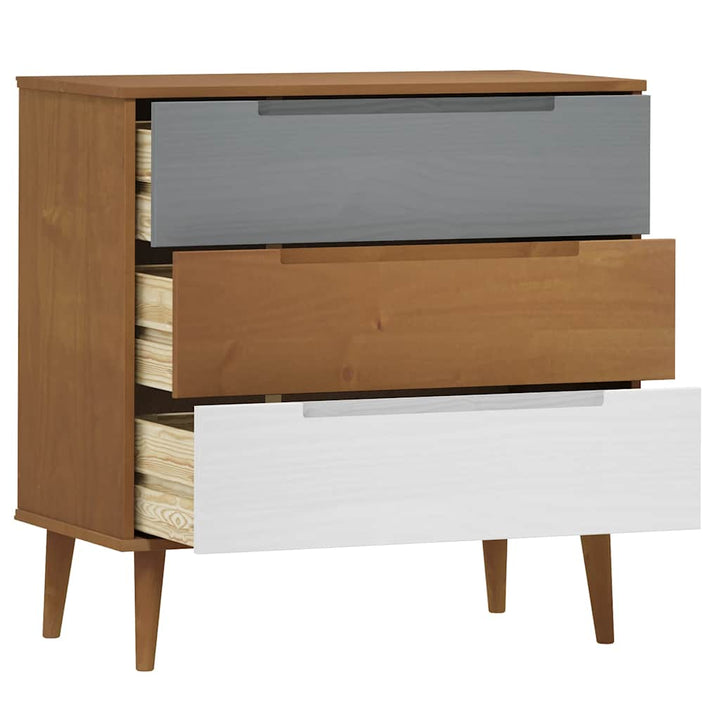 kommode MOLDE 80x40x80 cm massivt fyrretræ brun
