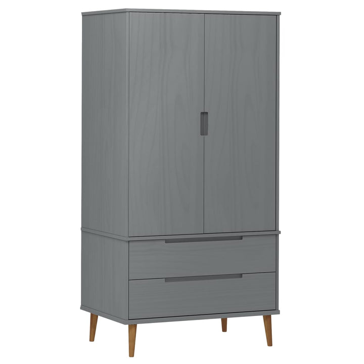 tøjskab MOLDE 90x55x175 cm massivt fyrretræ grå