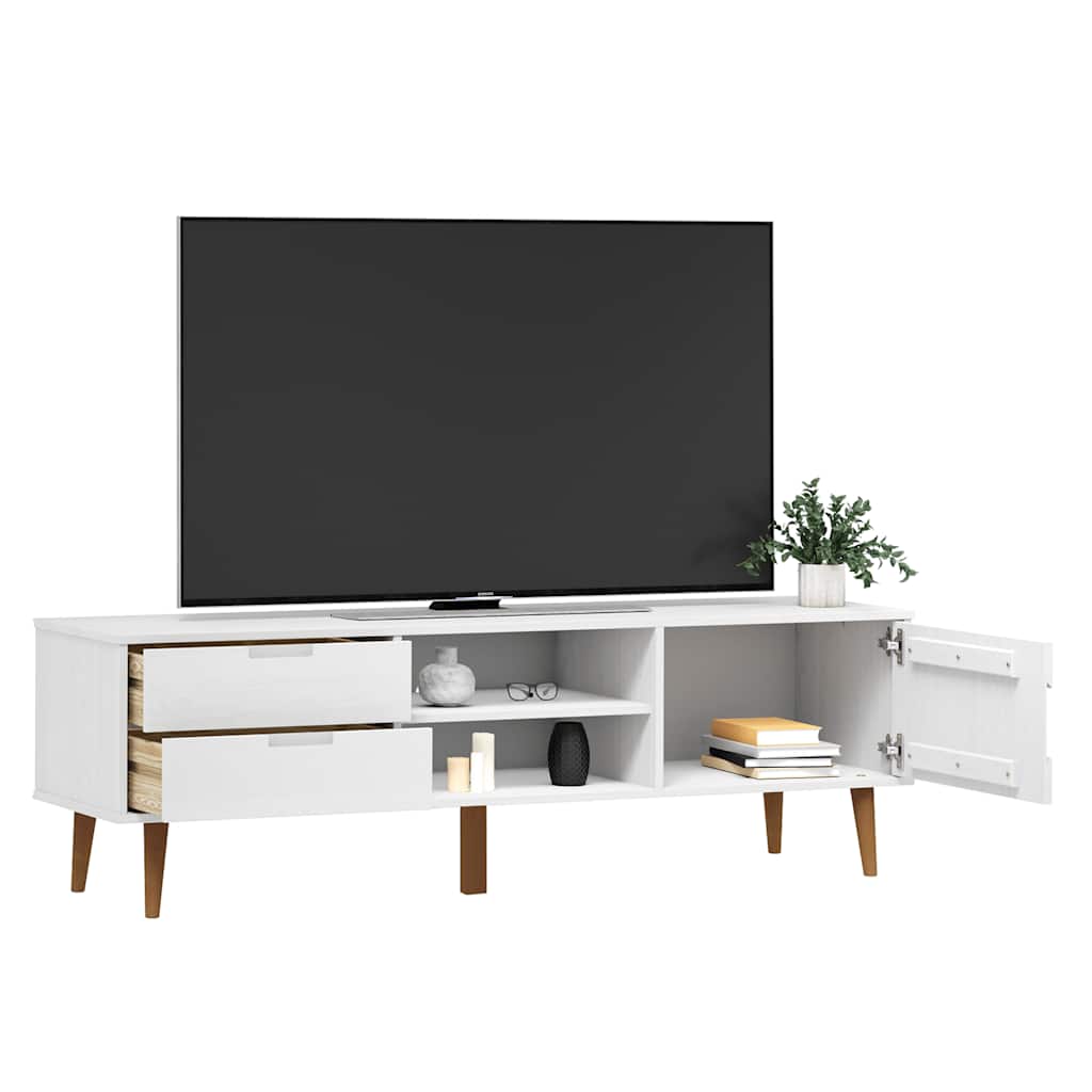 tv-skab MOLDE 158x40x49 cm massivt fyrretræ hvid