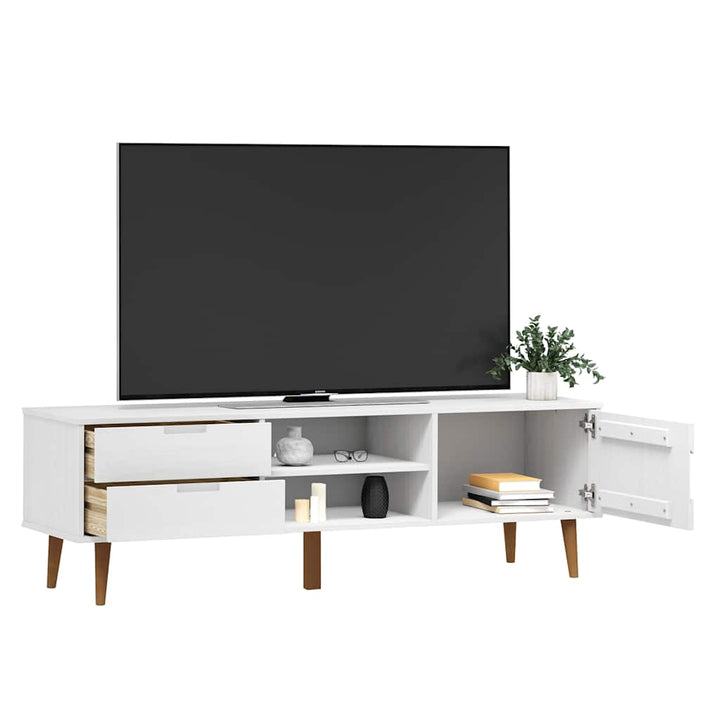 tv-skab MOLDE 158x40x49 cm massivt fyrretræ hvid