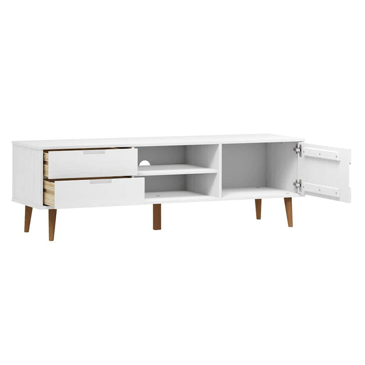 tv-skab MOLDE 158x40x49 cm massivt fyrretræ hvid