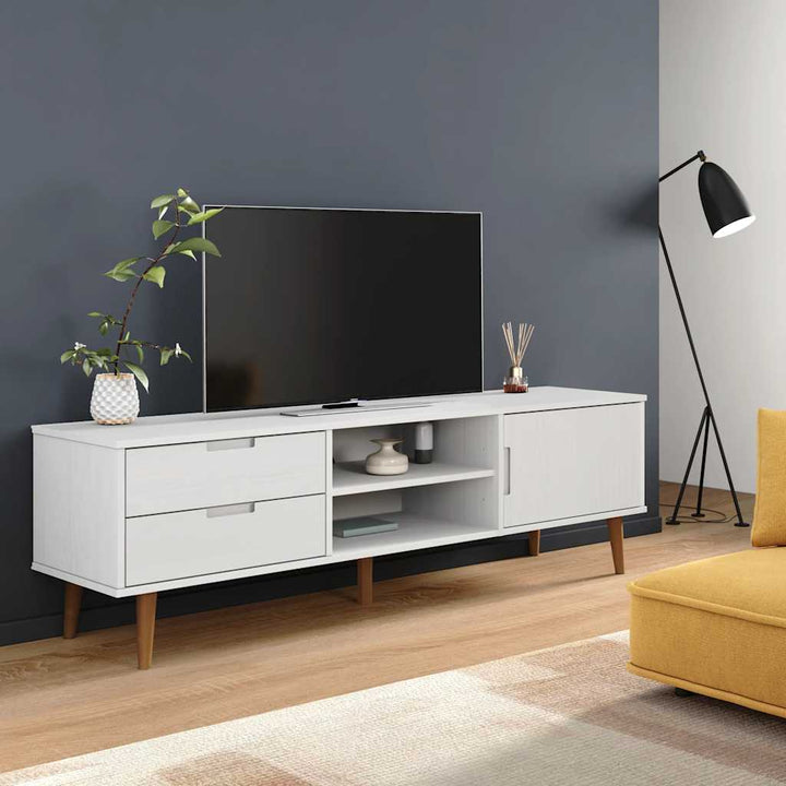 tv-skab MOLDE 158x40x49 cm massivt fyrretræ hvid