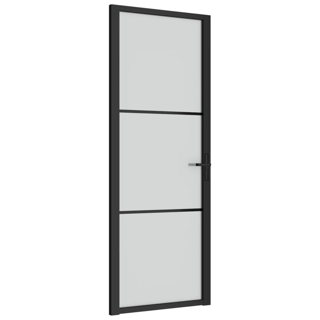 dør 76x201,5 cm mat glas og aluminium sort