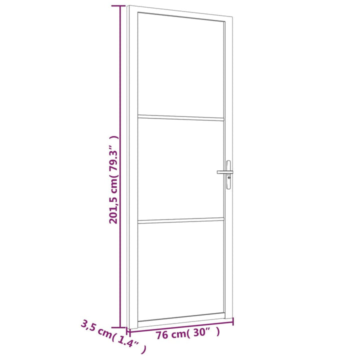 dør 76x201,5 cm mat glas og aluminium sort