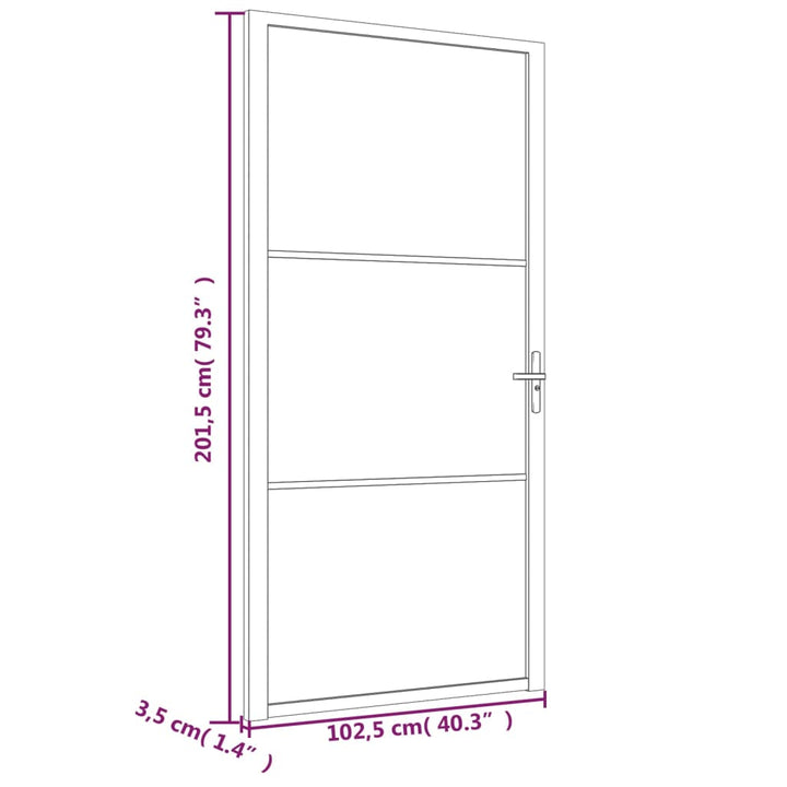 dør 102,5x201,5 cm sikkerhedsglas mat glas og aluminium sort