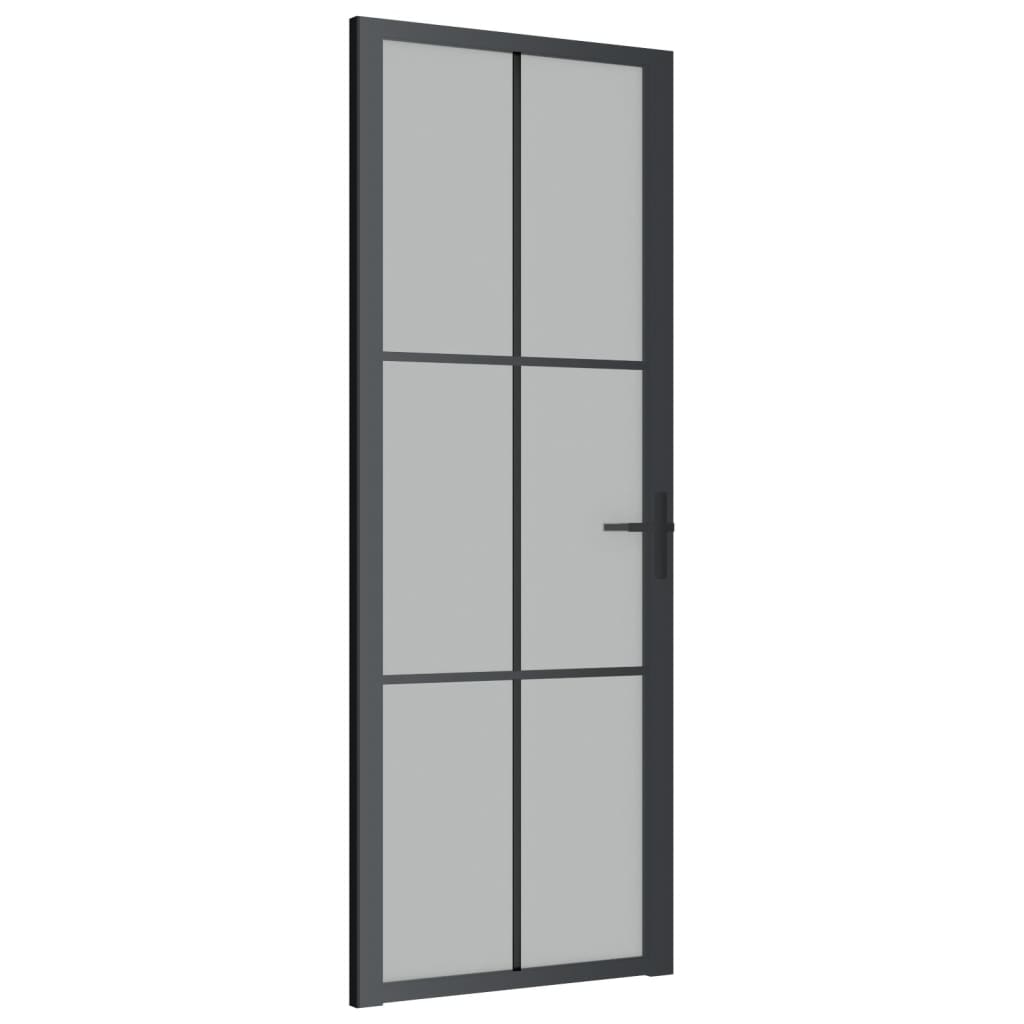 dør 76x201,5 cm mat glas og aluminium sort