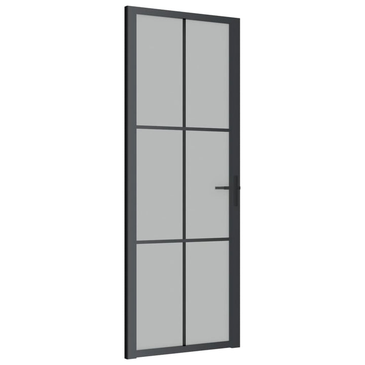 dør 76x201,5 cm mat glas og aluminium sort