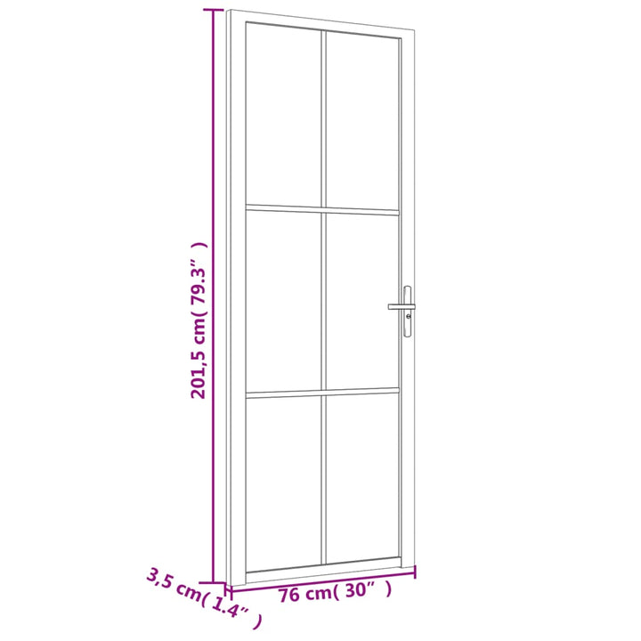 dør 76x201,5 cm mat glas og aluminium sort