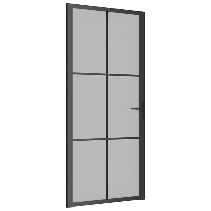 dør 93x201,5 cm sikkerhedsglas mat glas og aluminium sort