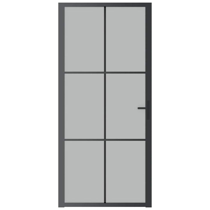 dør 93x201,5 cm sikkerhedsglas mat glas og aluminium sort