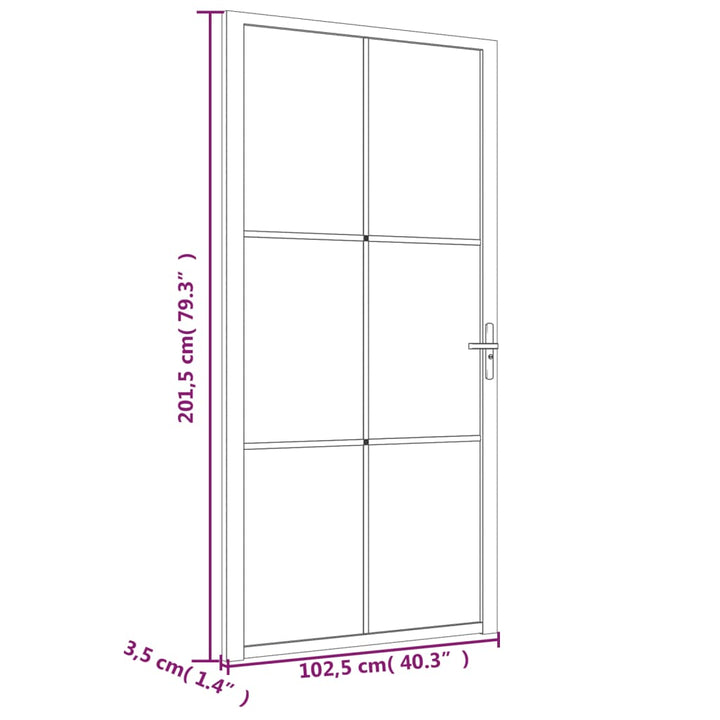 dør 102,5x201,5 cm sikkerhedsglas mat glas og aluminium sort