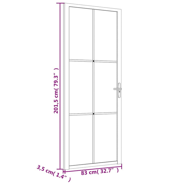 dør 83x201,5 cm sikkerhedsglas og aluminium hvid