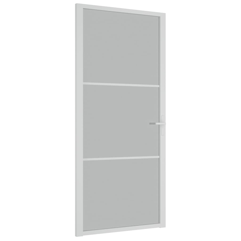 dør 93x201,5 cm mat glas og aluminium hvid