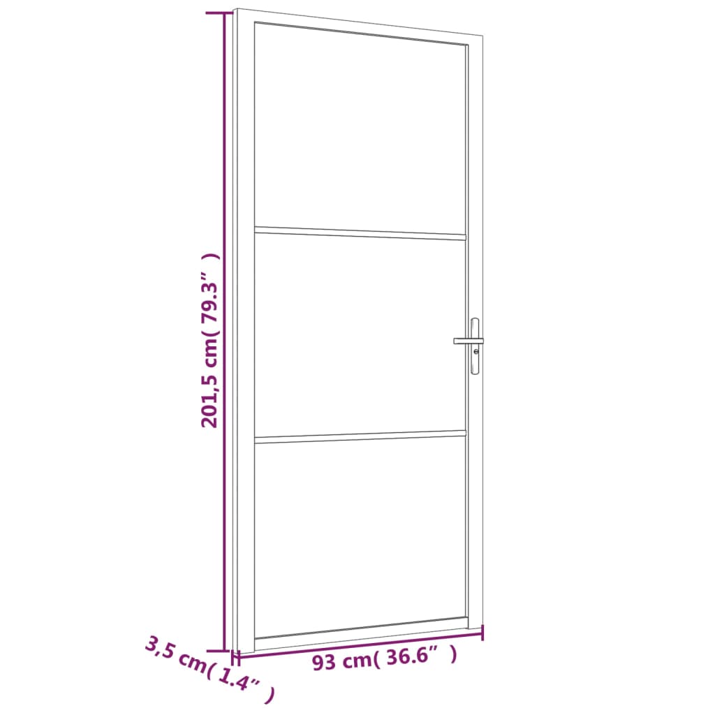 dør 93x201,5 cm mat glas og aluminium hvid