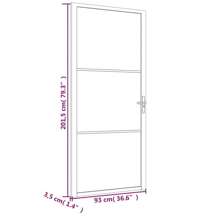 dør 93x201,5 cm mat glas og aluminium hvid