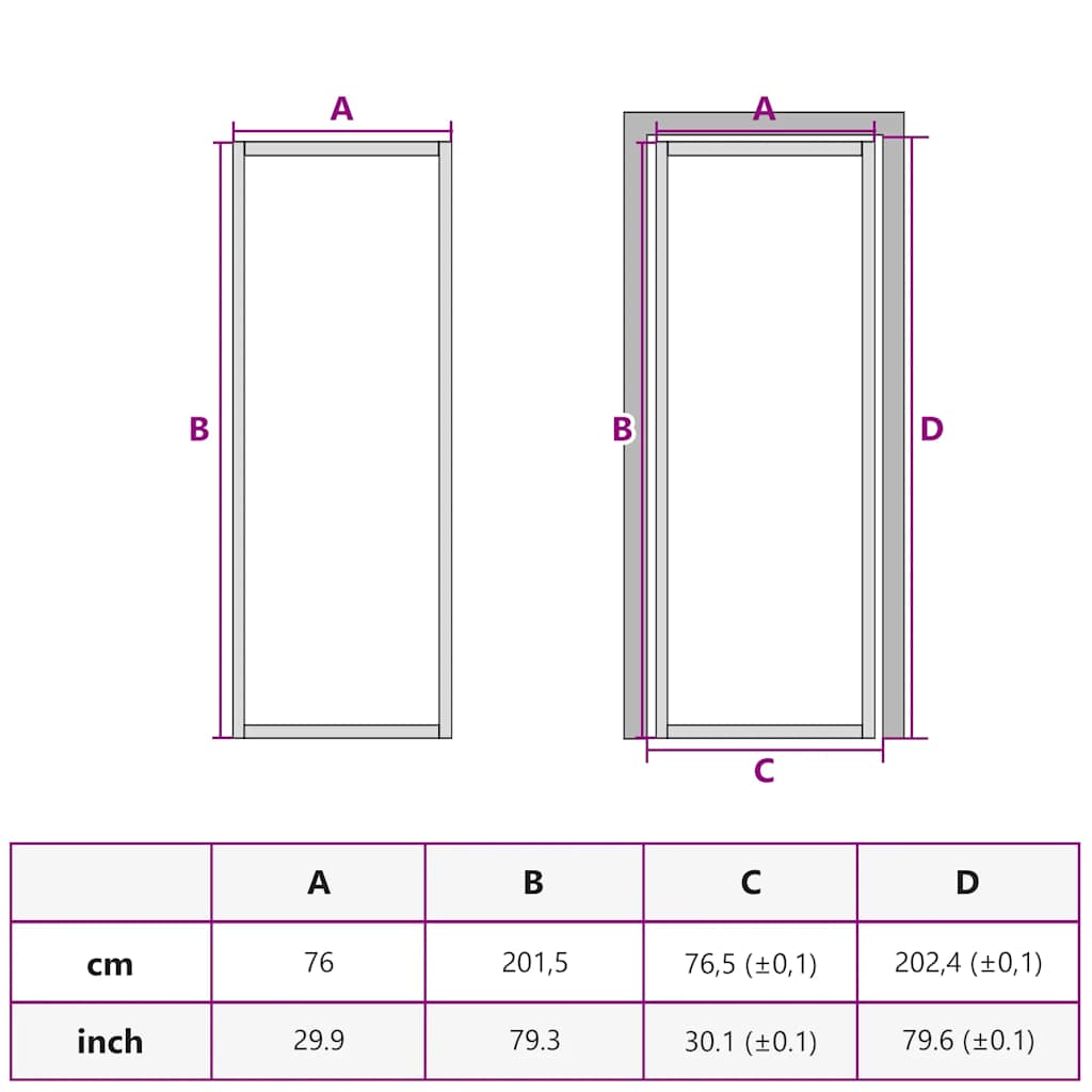 dør 76x201,5 cm mat glas og aluminium hvid